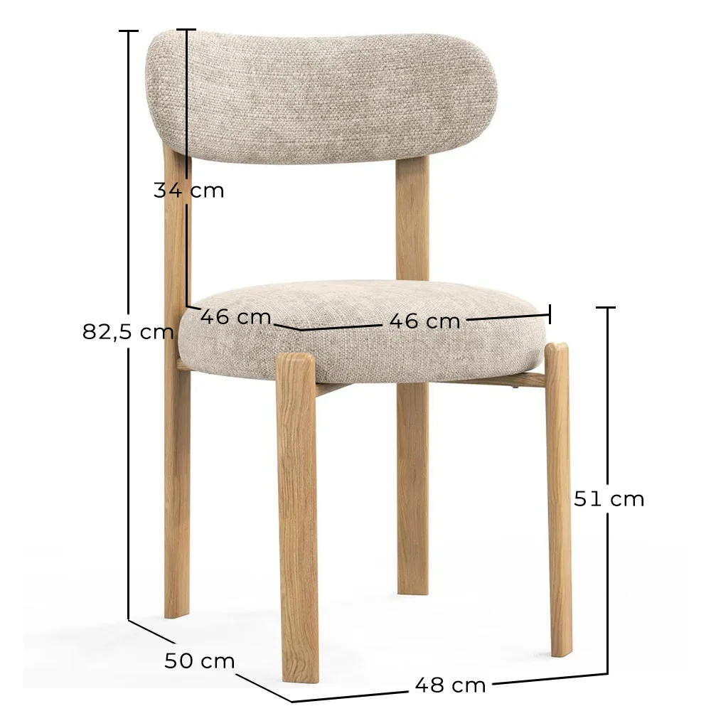 Cadeira de jantar Estofada em chenille - Pernas com efeito de carvalho - Design ergonômico e moderno - Okare image 10