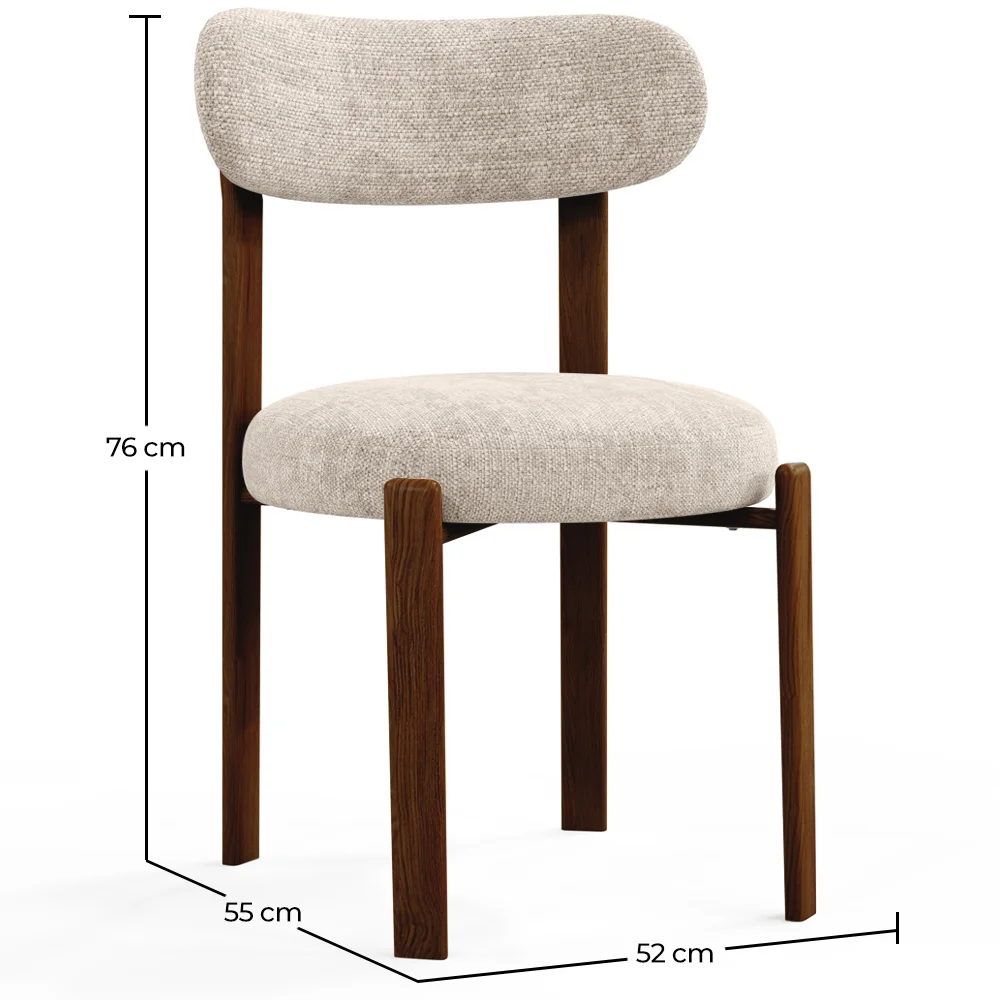 Cadeira de jantar estofada em Chenille – Pernas com efeito de madeira escura – Design ergonômico e moderno – Okare image 10