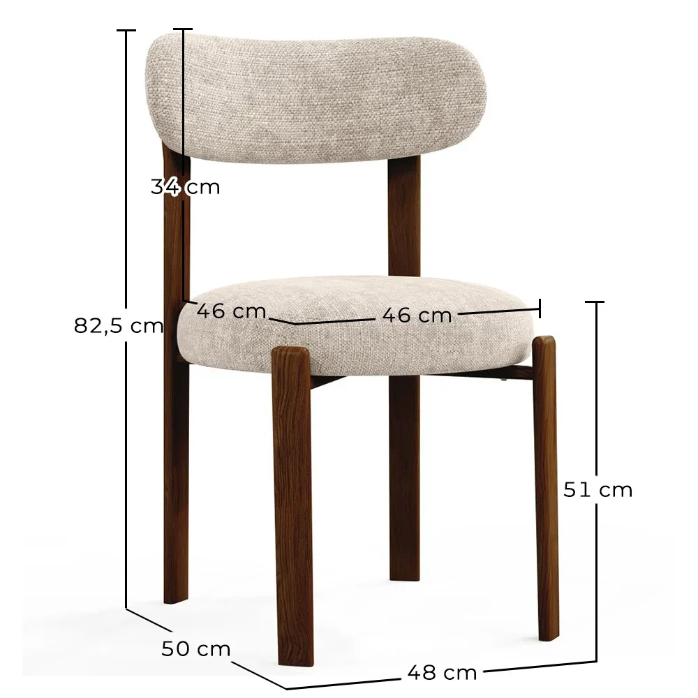 Cadeira de jantar estofada em Chenille – Pernas com efeito de madeira escura – Design ergonômico e moderno – Okare image 10