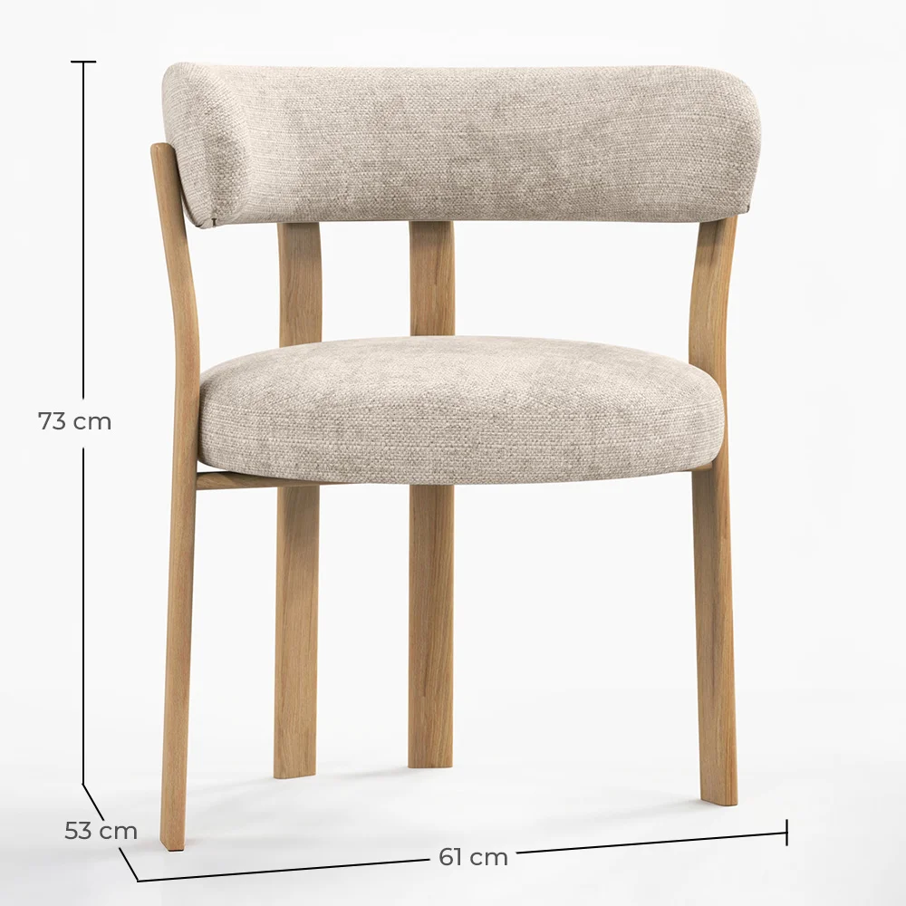 Poltrona de sala de estar com apoios de braços estofada em Chenille – Pernas com efeito de Carvalho – Design ergonômico e moderno – Okare image 10