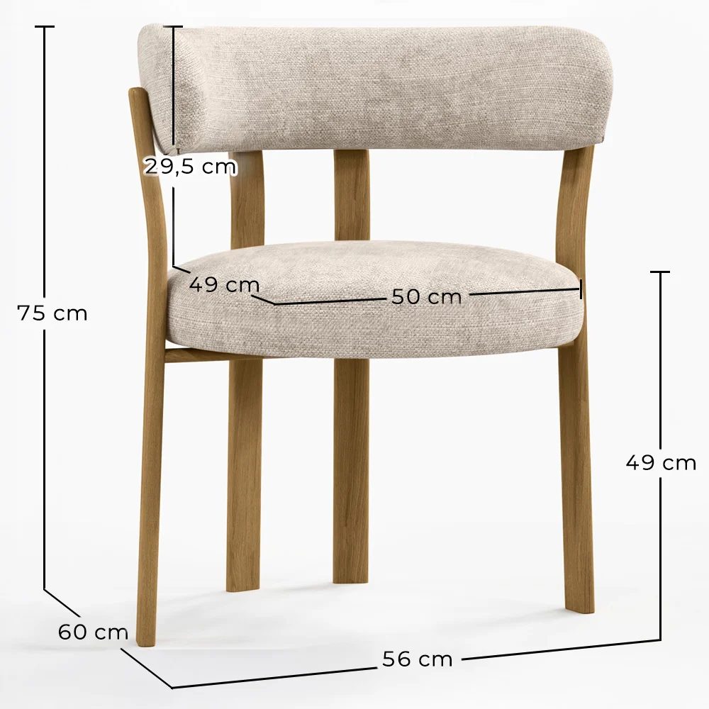 Poltrona de sala de estar com apoios de braços estofada em Chenille – Pernas com efeito de Carvalho – Design ergonômico e moderno – Okare image 10