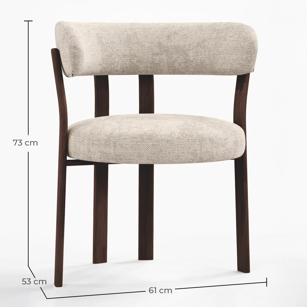Poltrona de sala de estar com apoios de braços estofada em Chenille – Pés com efeito de madeira escura – Design ergonômico e moderno – Okare image 10
