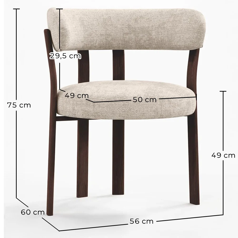 Poltrona de sala de estar com apoios de braços estofada em Chenille – Pés com efeito de madeira escura – Design ergonômico e moderno – Okare image 10
