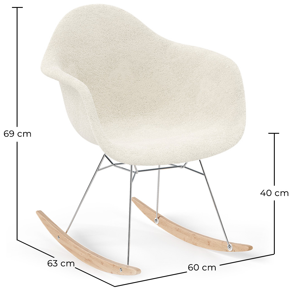 Cadeira de Balanço Bouclé com Braços – Design Escandinavo com Aço e Madeira - Nordika image 10