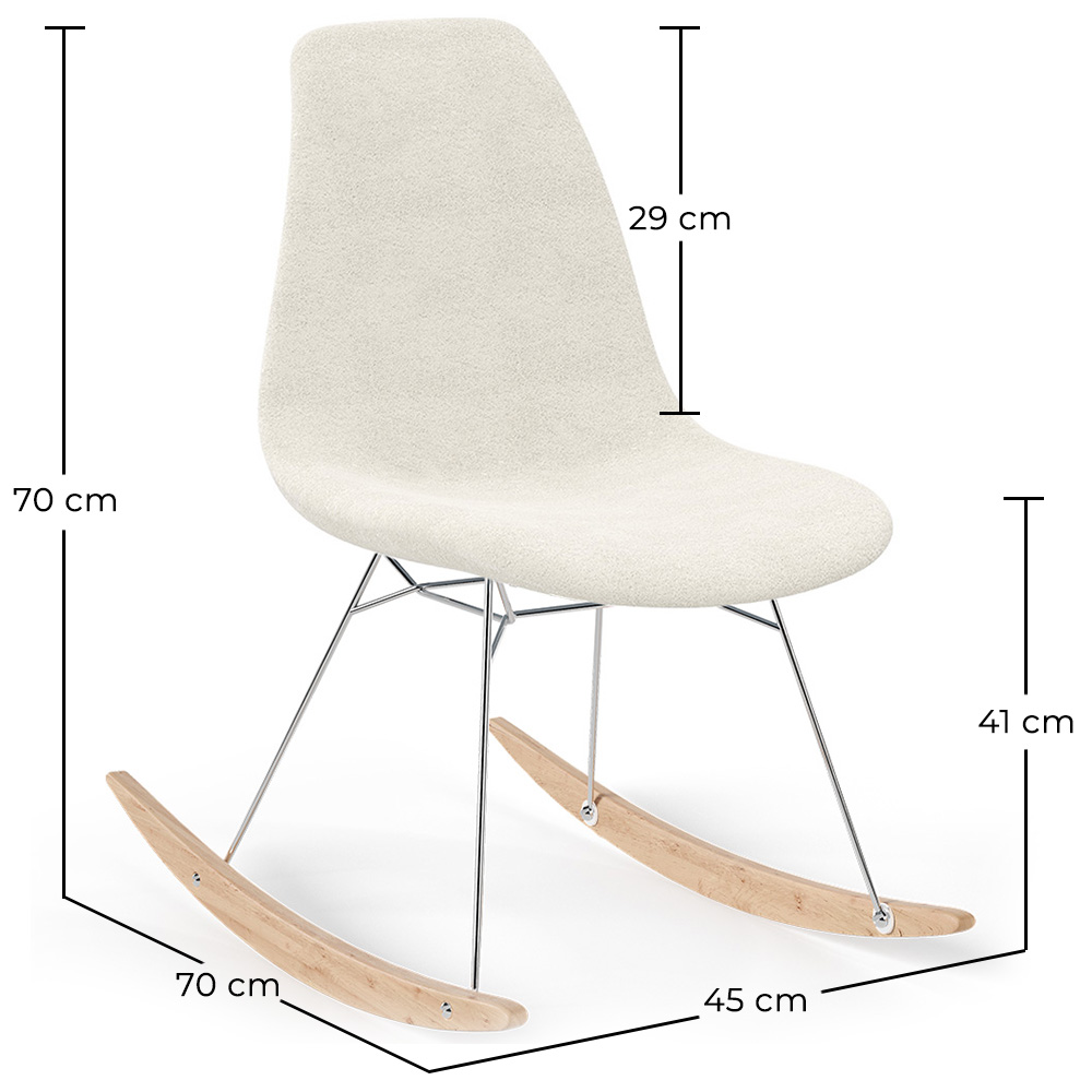 Cadeira de Balanço Minimalista Bouclé – Estilo Nórdico com Base de Madeira e Aço - Skögur image 10