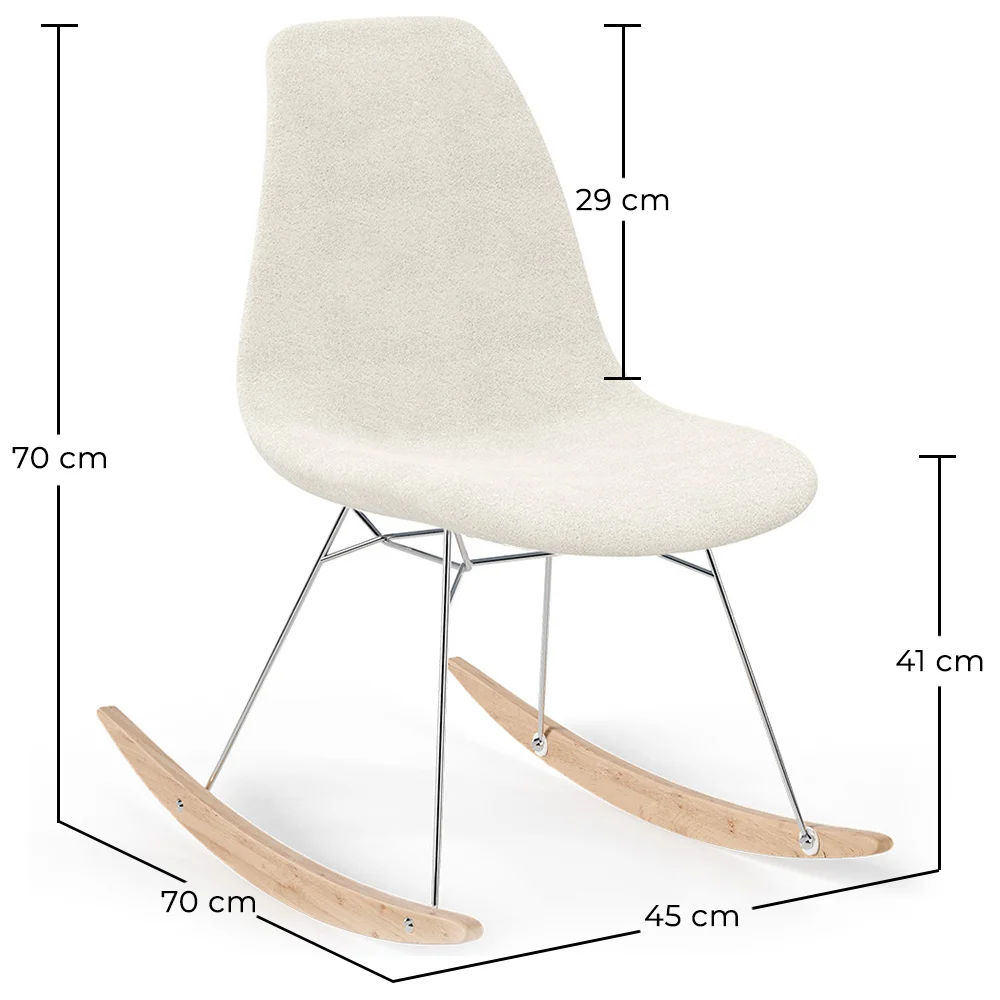 Cadeira de Balanço Minimalista Bouclé – Estilo Nórdico com Base de Madeira e Aço - Skögur image 10