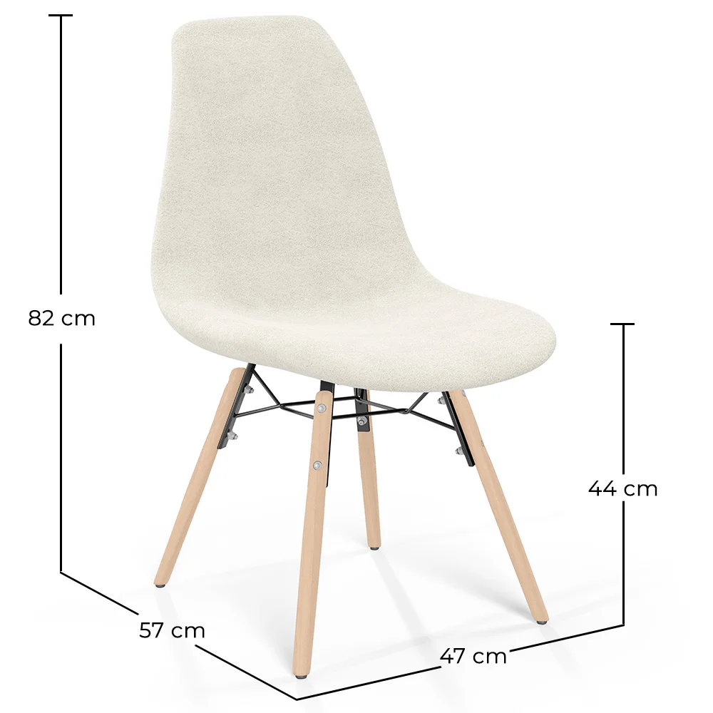 Cadeira de jantar escandinava estofada em bouclé – Jantar ou escrivaninha - Skögur image 10