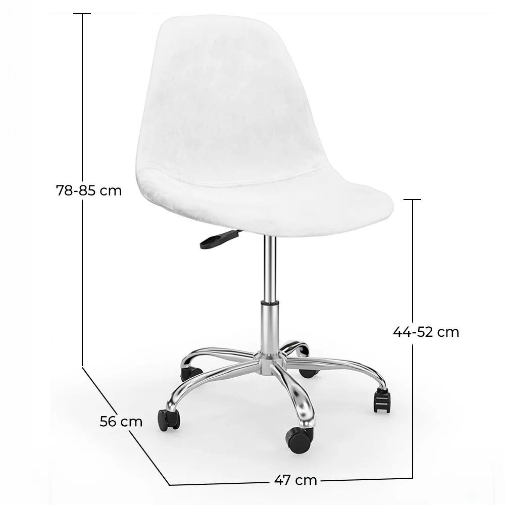 Cadeira de Escritório Giratória com Rodas – Estofamento em Veludo – Pernas de Aço - Denisse image 10