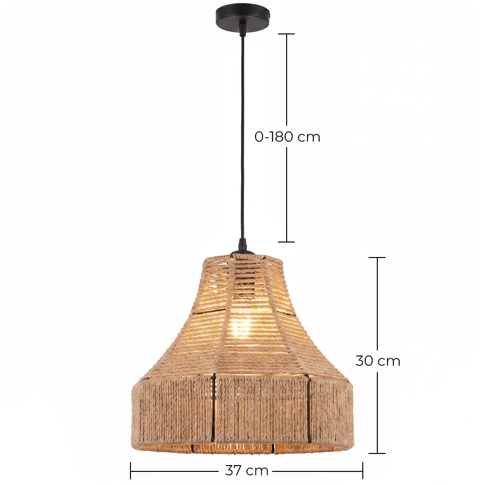 Luminária Pendente Corda Natural e Metal – Estilo Boho – Design Artesanal – Lorena image 10