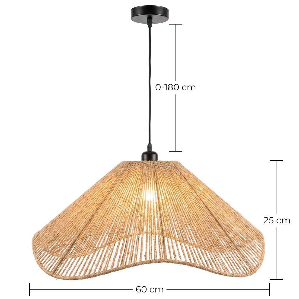 Luminária Pendente Corda Natural Estilo Boho – Abajur de Fibra Natural Feito à Mão - Lunah image 10