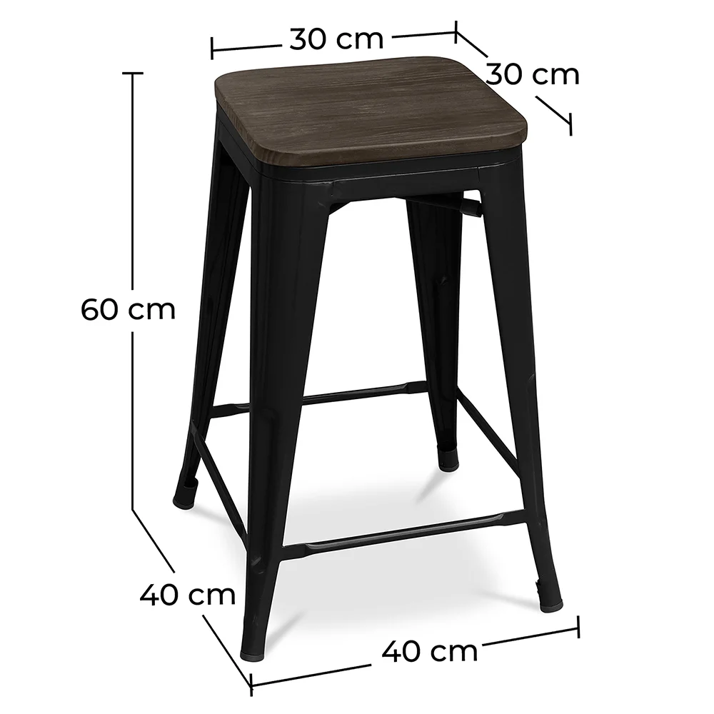 Banco Bar - Design Industrial - Madeira e Aço - 60cm -Stylix image 10