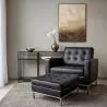 Poltrona de Design com Descanso de Pés - Estofado em Couro Sintético - Konel image 7