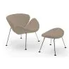 Poltrona de Design com Descanso de Pés - Estofado em Couro - Chunk image 7