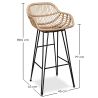 Banco Bar em Rattan com Braços - Estilo Boho Bali - 75cm - Many image 7