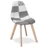 Cadeira de Jantar - Estofada em Patchwork Preto e Branco - Denisse image 7