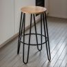 Banco redondo - Design Industrial - Madeira e Metal - 66cm - Gancho de cabelo image 7