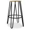 Banco redondo - Design Industrial - Madeira e Metal - 66cm - Gancho de cabelo image 7