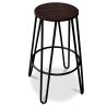 Banco Bar Redondo - Design Industrial - Madeira e Metal - 66cm - Gancho de cabelo image 7