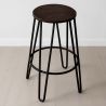 Banco Bar Redondo - Design Industrial - Madeira e Metal - 66cm - Gancho de cabelo image 7