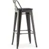Banco Bar com Encosto - Desenho Industrial - Madeira e Aço - 76cm - Stylix image 7