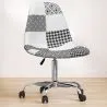 Cadeira de Escritório com Rodízios - Cadeira de Escritório com Rodízios - Estofada em Patchwork Preto e Branco - Denisse image 7