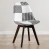 Cadeira de Jantar - Estofada em Patchwork Preto e Branco - Nova Edição - Sam image 7