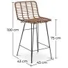 Banco bar em vime com encosto - Design Boho Bali - 75cm - Catori image 7