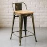Banco Bar com Encosto - Desenho Industrial - Madeira e Aço - 60cm - Nova Edição - Stylix image 7