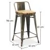 Banco Bar com Encosto - Desenho Industrial - Madeira e Aço - 60cm - Nova Edição - Stylix image 7