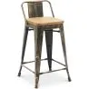 Banco Bar com Encosto - Desenho Industrial - Madeira e Aço - 60cm - Nova Edição - Stylix image 7