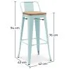 Banco bar com encosto - Design industrial - Madeira e aço - 76cm - Nova edição - Stylix image 7