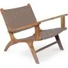 Poltrona de Salão com Apoios de Braço - Poltrona Design Boho Bali - Madeira e Couro - Recia image 7