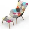 Poltrona com Descanso de Pés - Estofado em Tecido Patchwork - Kontur image 7
