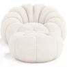 Poltrona com Otomano Estofado - Bouclé Branco - Rubi image 7