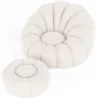 Poltrona com Otomano Estofado - Bouclé Branco - Rubi image 7