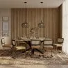 Pack Mesa de Jantar em Madeira Design Industrial (200cm) & 8 Cadeiras de Jantar em Rattan - Estofadas em Veludo - Puila image 7