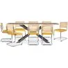 Pack Mesa de Jantar em Madeira Design Industrial (200cm) & 8 Cadeiras de Jantar em Vime - Estofado em Veludo - Martha image 7