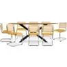 Pack Mesa de Jantar em Madeira Design Industrial (220cm) & 8 Cadeiras de Jantar em Vime - Estofos em Veludo - Martha image 7