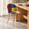 Banqueta Estofada em Patchwork - Estilo Escandinavo - 66cm - Evelyne image 7