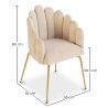 Cadeira de Jantar Glam Design Concha em Veludo - Pernas Douradas - Shell image 7