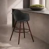 Banqueta de Bar em Veludo - Design Escandinavo e Pés em Madeira Escura - Nordika image 7