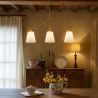 Candeeiro de Teto Suspenso em Metal Dourado Envelhecido com 3 Abat-jours - Bubles image 7