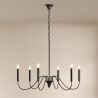 Candeeiro Suspenso de Metal Estilo Lustre Preto Mate – 6 Braços - Lumella image 7