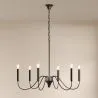 Candeeiro Suspenso de Metal Estilo Lustre Preto Mate – 6 Braços - Lumella image 7