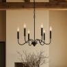 Candeeiro Suspenso de Metal Estilo Lustre Preto Mate – 6 Braços - Lumella image 7