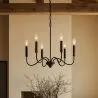 Candeeiro Suspenso de Metal Estilo Lustre Preto Mate – 6 Braços - Lumella image 7