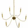 Candeeiro suspenso dourado de 6 braços – Estilo candelabro moderno em metal - Vintessa image 7