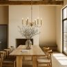 Candeeiro suspenso dourado de 6 braços – Estilo candelabro moderno em metal - Vintessa image 7