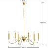 Candeeiro suspenso dourado de 6 braços – Estilo candelabro moderno em metal - Vintessa image 7