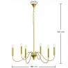 Candeeiro suspenso dourado de 6 braços – Estilo candelabro moderno em metal - Vintessa image 7